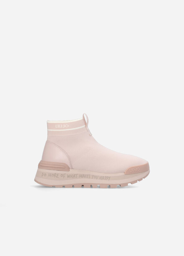 Women's Liu Jo Perforated Sock Sneakers Pink | XLF-431680