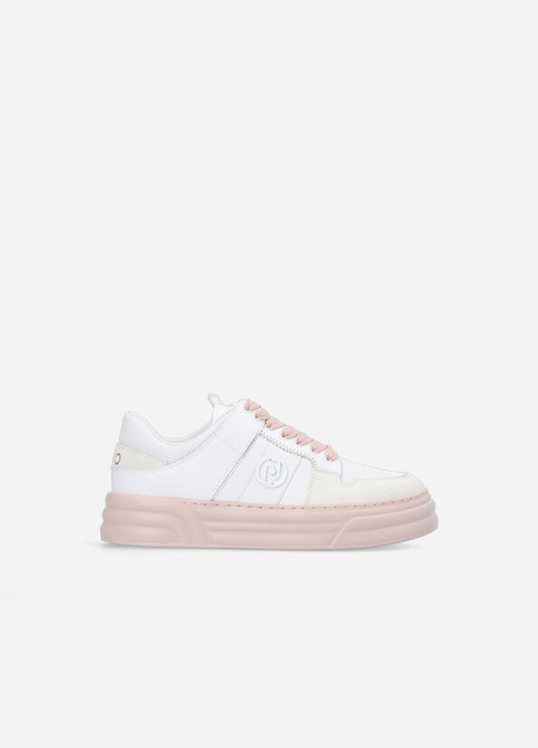 Women's Liu Jo Platform With Two-Tone Sole Sneakers White / Pink | IJT-602314