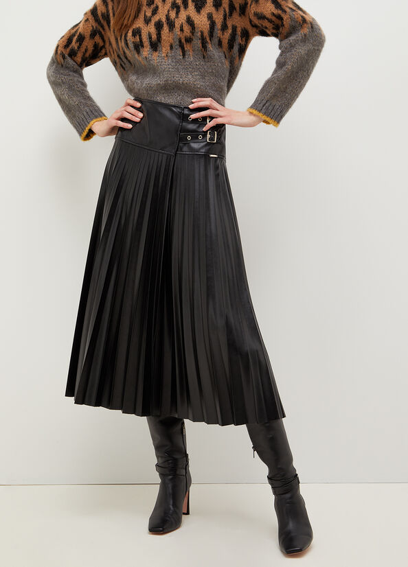 Women's Liu Jo Pleated In Fabric Skirts Black | YQV-105492