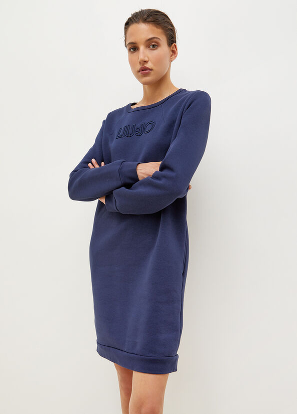 Women's Liu Jo Plush With Logo Dress Blue | QDW-185926