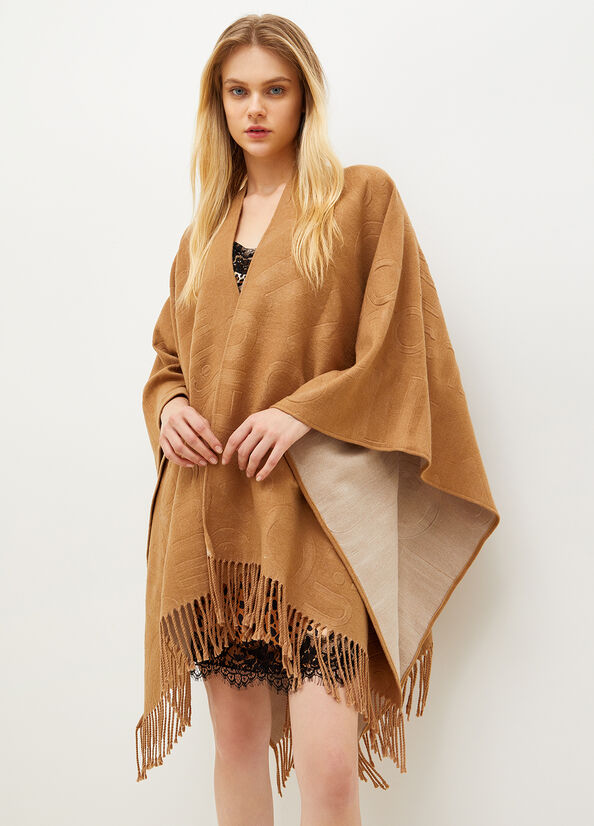 Women's Liu Jo Poncho With Logo Coats Brown | OPV-307214