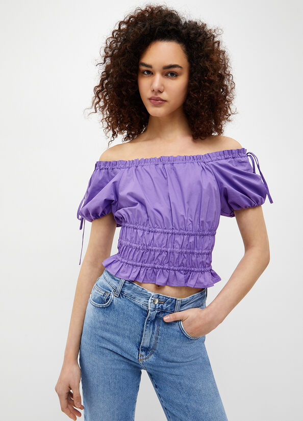 Women's Liu Jo Poplin Blouse Shirts Purple | OLJ-825734