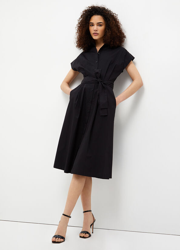 Women's Liu Jo Poplin Dress Black | IVQ-081264