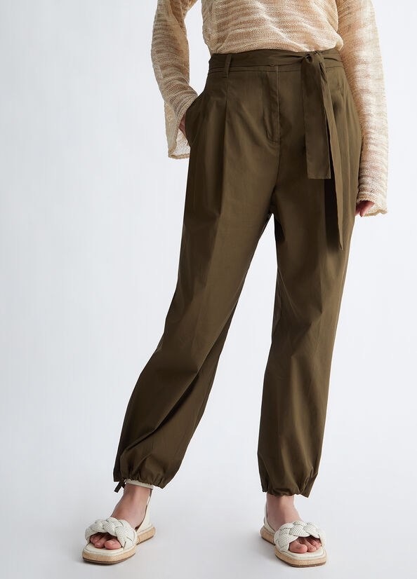 Women's Liu Jo Poplin Pants Olive | MFS-420879