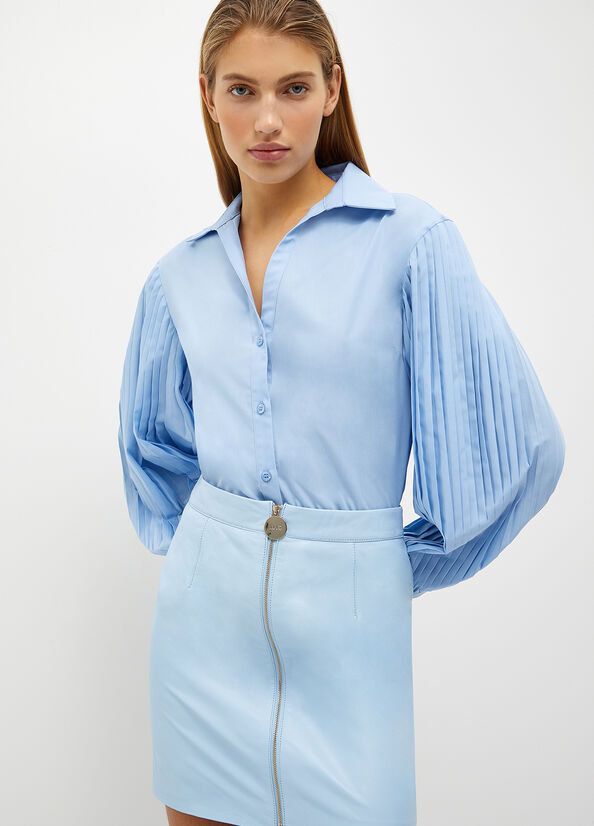 Women's Liu Jo Poplin Shirts Blue | QTE-953841