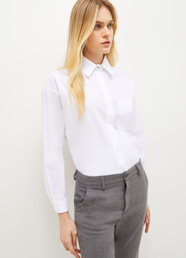 Women's Liu Jo Poplin Shirts White | KJO-374062