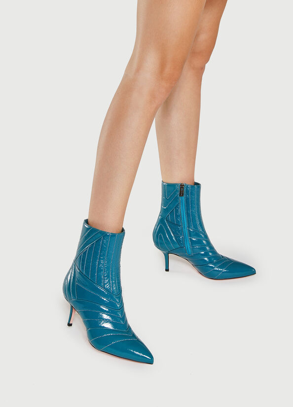 Women's Liu Jo Quilted With Heel Ankle Boots Turquoise | CKH-217839