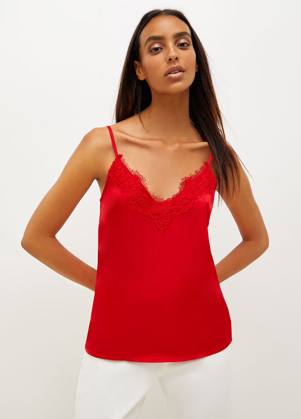 Women's Liu Jo Satin Lingerie T Shirts Red | YWB-843672