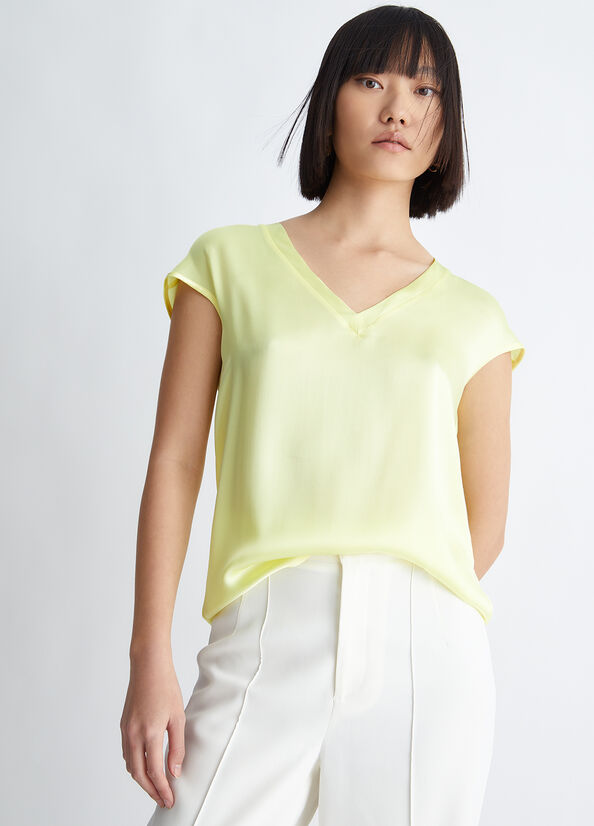 Women's Liu Jo Silk Blend Blouse Shirts Yellow | WNC-289635