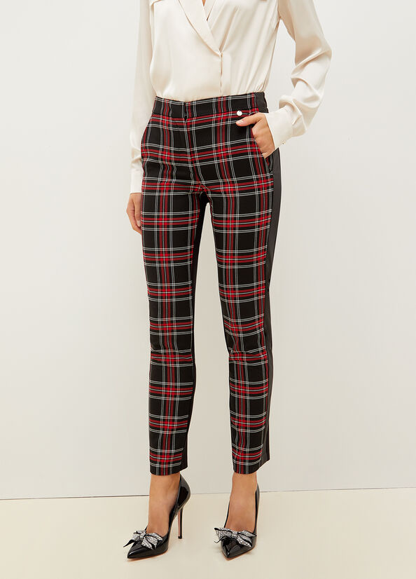 Women's Liu Jo Slim Fit Tartan Pants Black / Red | UQY-526810