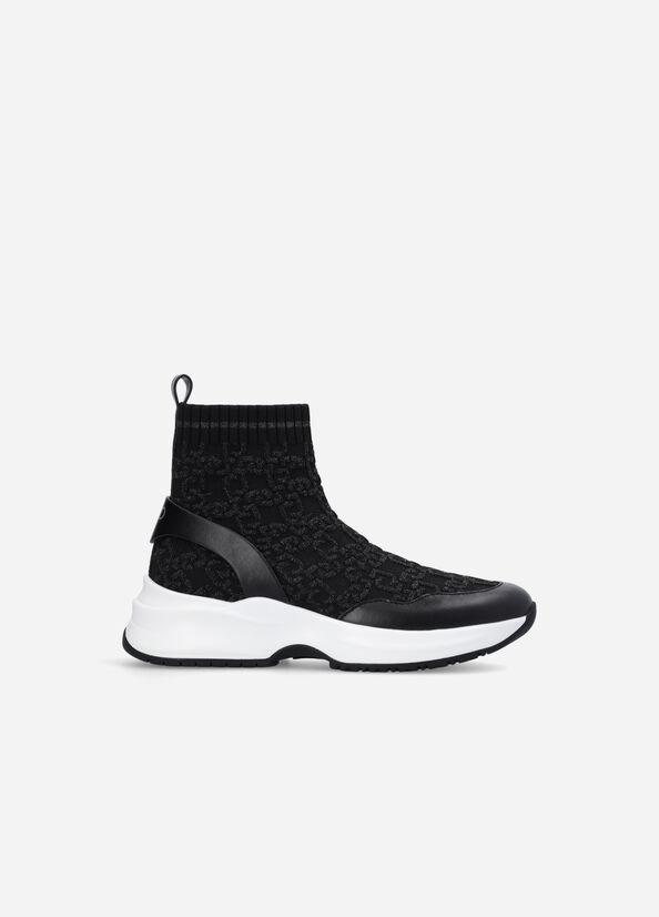 Women's Liu Jo Sock With Jacquard Monogram Sneakers Black | TJE-603845