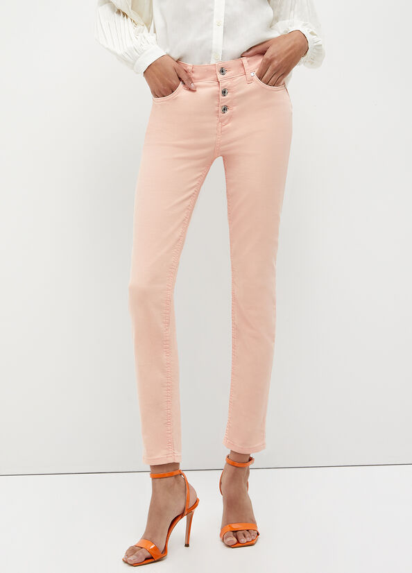 Women's Liu Jo Stretch Bottom Up Pants Coral | ACS-529806