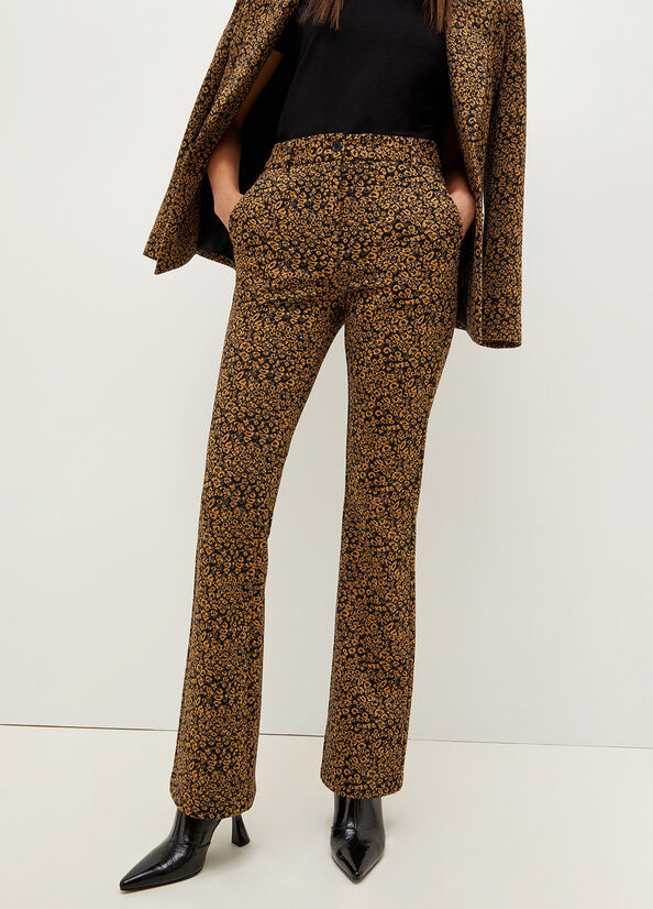 Women's Liu Jo Stretch Cotton Blend Animal Print Pants Brown | QKC-750341