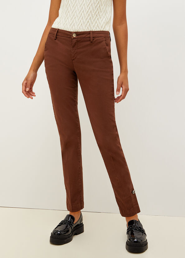 Women's Liu Jo Stretch Cotton Chinos Pants Brown | MOQ-482536