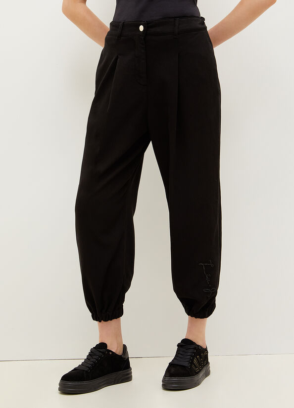 Women's Liu Jo Stretch Cotton Fleece Pants Black | SLY-984532