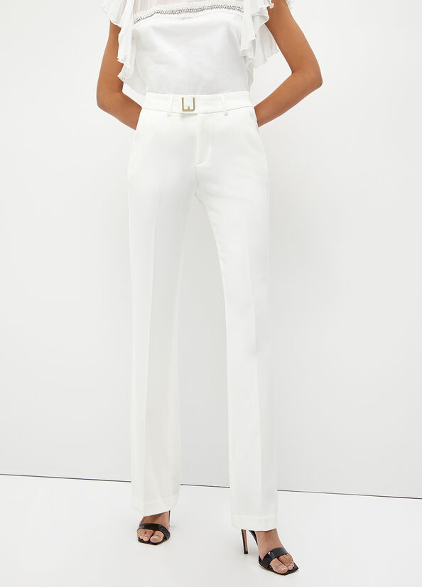 Women's Liu Jo Stretch Lj Pants White | QFJ-546138