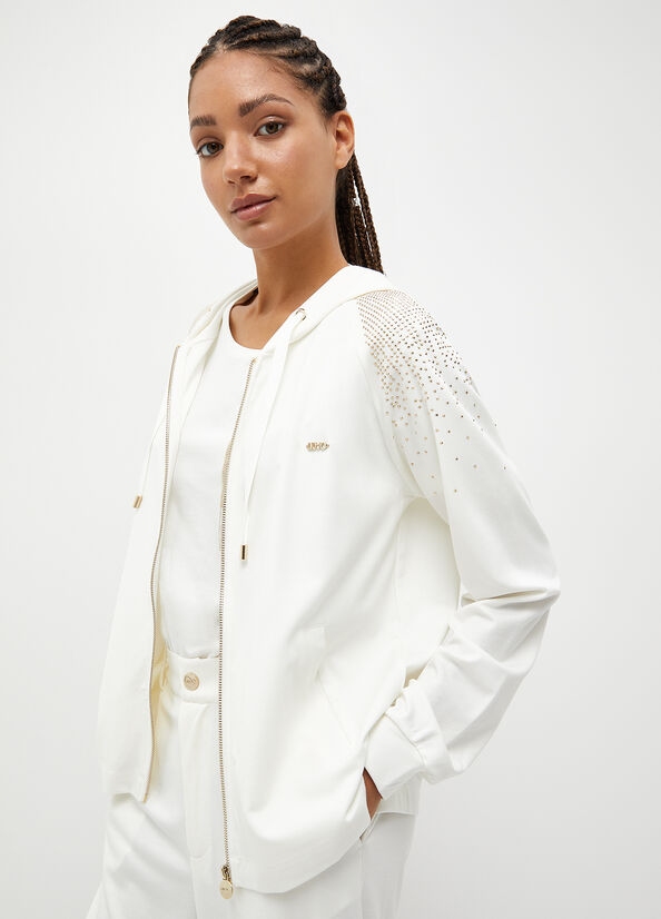 Women's Liu Jo Studded Sweatshirts White | SBM-385601