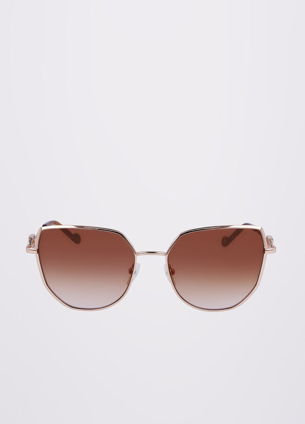 Women's Liu Jo Tea Cup Sunglasses Rose Gold | KIF-025794