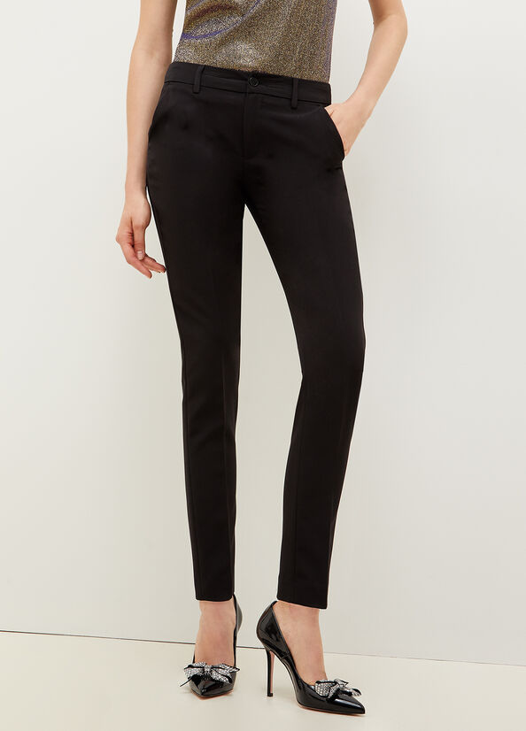 Women's Liu Jo Twill Chinos Pants Black | BXT-397106