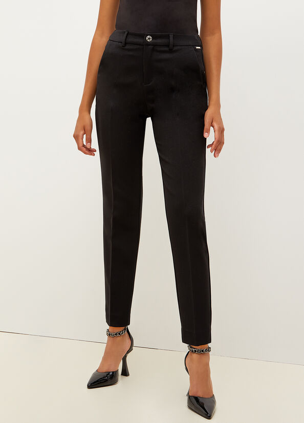 Women's Liu Jo Twill Chinos Pants Black | FYR-789546