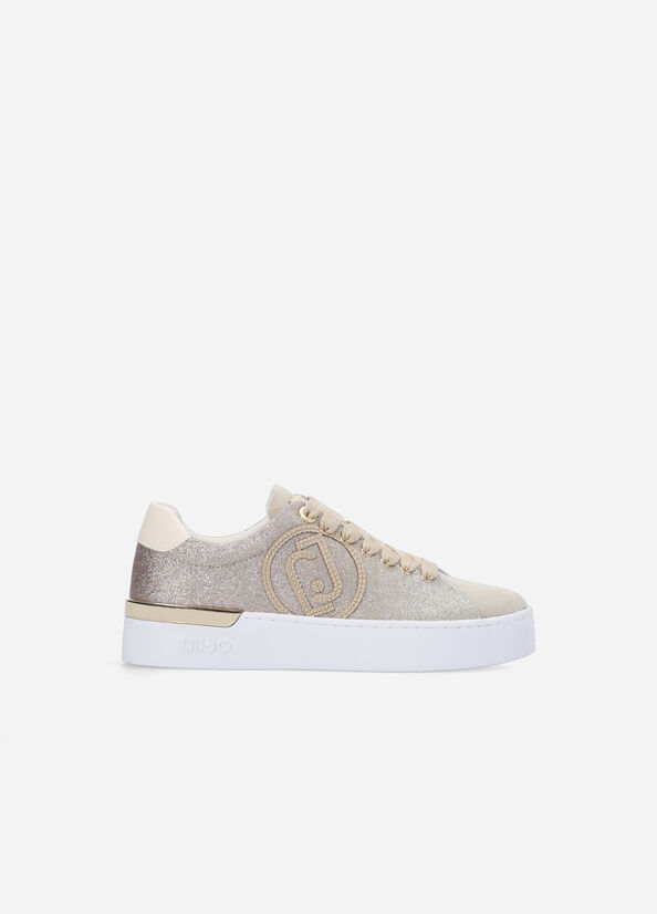 Women's Liu Jo With All-Over Glitter Sneakers Gold / Brown | OZY-813976