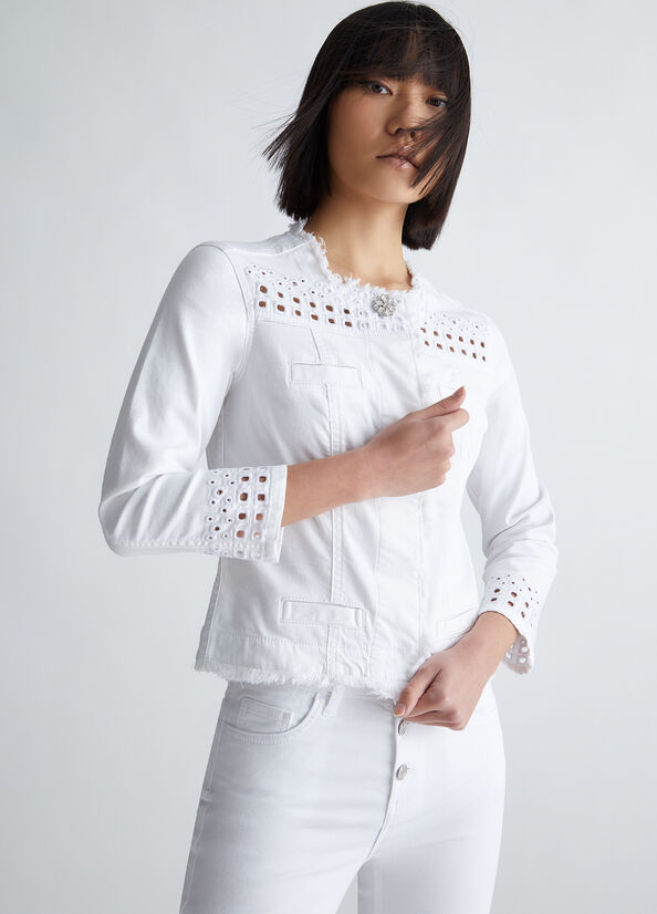 Women's Liu Jo With Embroidery Jackets White | VMB-269743