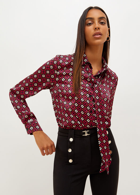 Women's Liu Jo With Geometric Print Shirts Red | OTH-189754