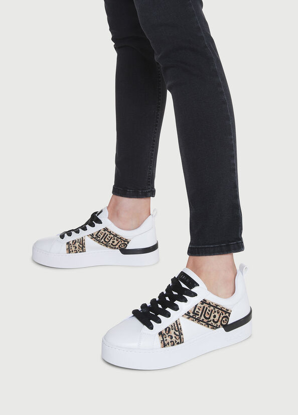 Women's Liu Jo With Jacquard Detail Sneakers White / Black | OME-501469