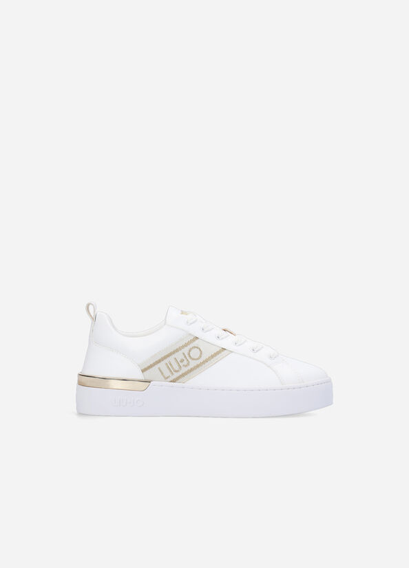 Women's Liu Jo With Jacquard Logo Sneakers White | FKE-349152