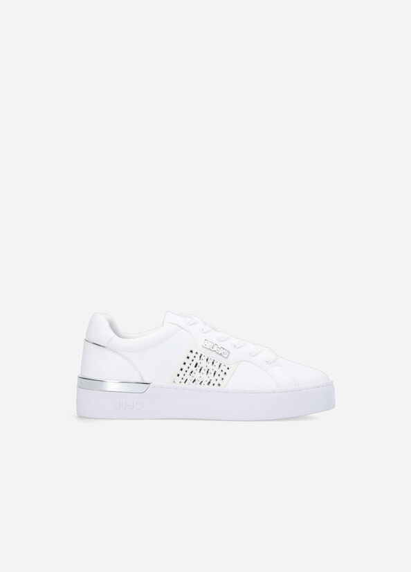 Women's Liu Jo With Jewel Appliqués Sneakers White | RMW-672413