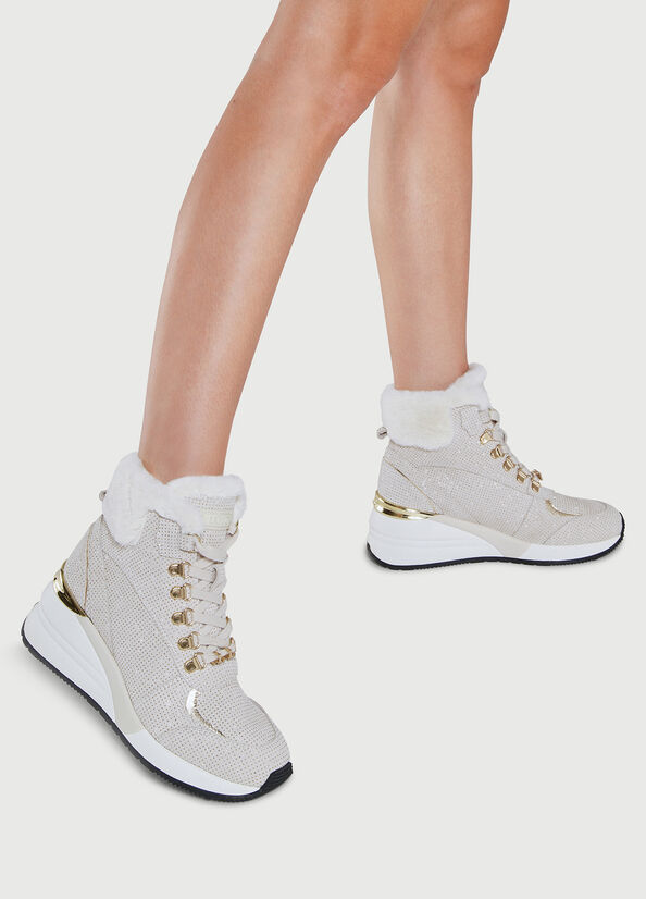 Women's Liu Jo With Jewel Logo Sneakers Beige | VJH-809263