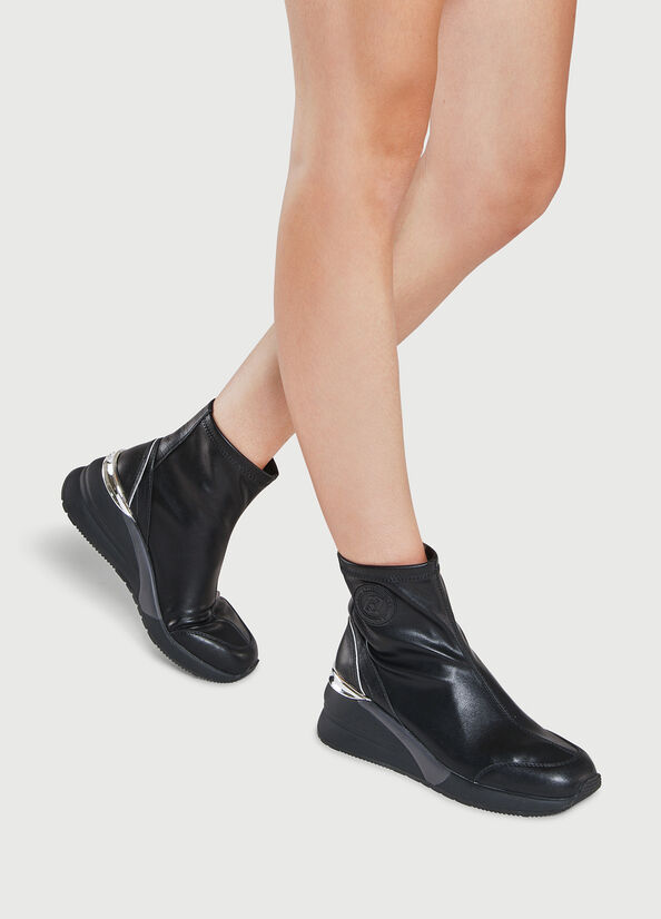 Women's Liu Jo With Logo Ankle Boots Black | GZR-812673