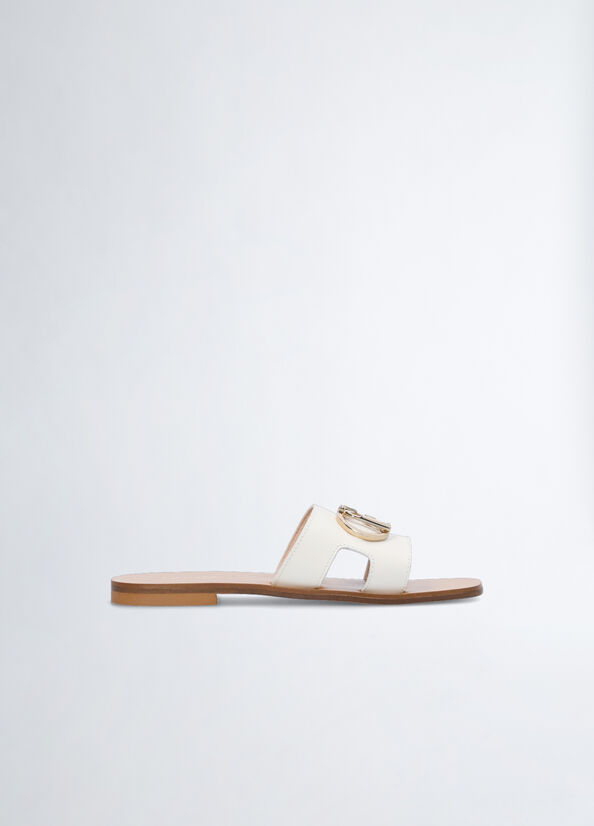 Women's Liu Jo With Logo Flat Shoes White | OPD-236781