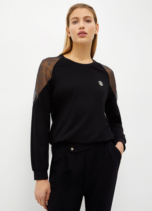 Women's Liu Jo With Logo Sweatshirts Black | HEP-926185