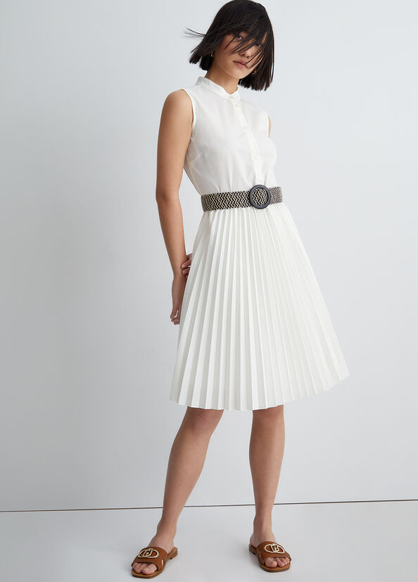 Women's Liu Jo With Plissé Dress White | MJN-265401