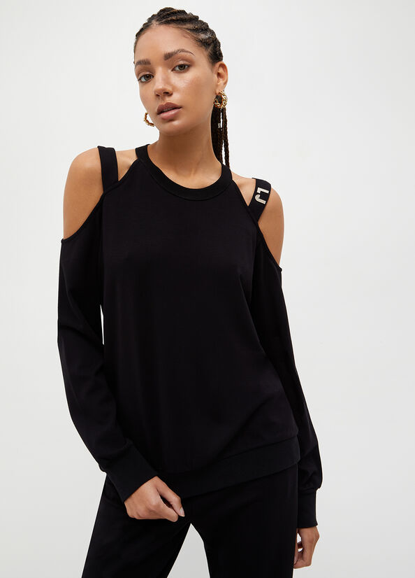 Women's Liu Jo With Porthole Sweatshirts Black | YWV-184962