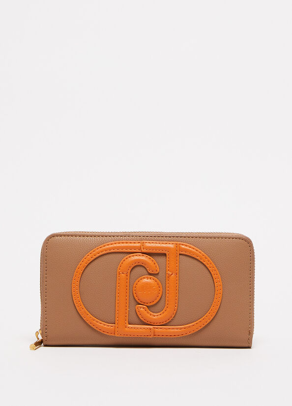 Women's Liu Jo Zip Around With Logo Wallets Brown | CEQ-430259